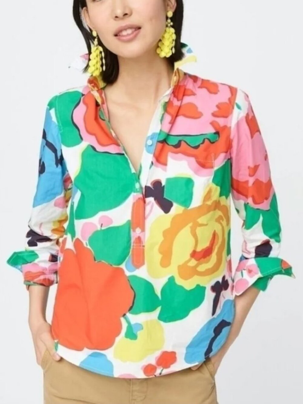 J. Crew Cotton Poplin Classic Popover Top in Ratti® Jardin Floral Size 0